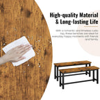 Recaceik Dining Benches - Pair of 2 Industrial Benches for Dining Room, Kitchen, Entryway, Bedroom - 39 Inch, Rustic Brown Metal Legs, Easy to Assemble