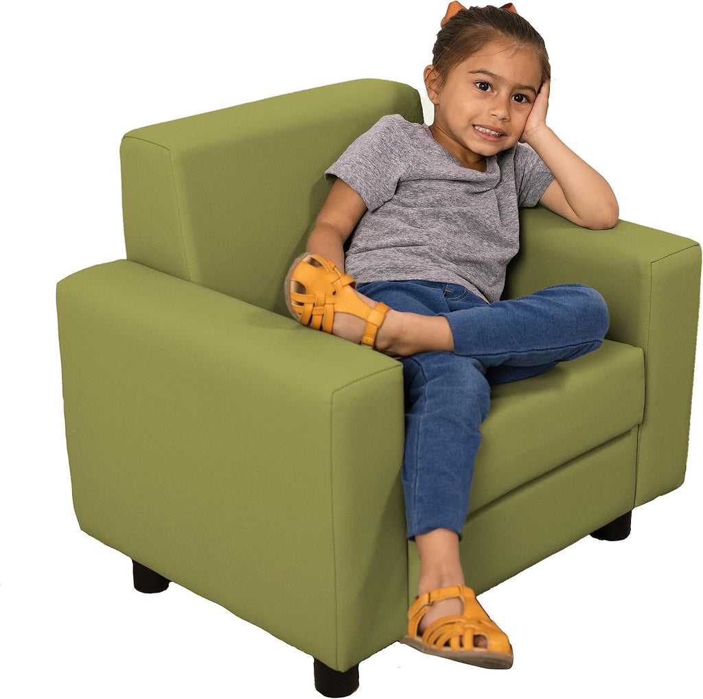 Factory Direct Partners SoftScape Inspired Playtime Classic Reading Chair, Children's Commercial-Grade Upholstered Furniture for Home, Daycare, Preschool, Library Modern Design - Fern Green, 14472-FG