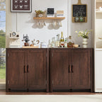 Joaxswe Sideboard Buffet Cabinet with Storage, 31.5" Arc-Shaped Credenza with 2 Doors & Adjustable Shelves, Mid Century Modern Coffee Bar Storage Cabinet for Kitchen, Living Room, Entryway, Walnut