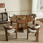 Round Dinning Table for 4-6, Kitchen Dining Room Table 47.2 Inches Circle Walnut Finish Dinner Tables for Kitchen, Dining Room, Living Room