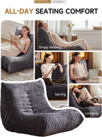 ZCUBED Large Bean Bag Chairs for Adults, Memory Foam Lounge Chair, Soft Corduroy Big Bean Bag Chair Lazy Sofa, Comfy Floor Beanbag Chair Single Sofa for Bedroom Living Room Fireside Book Nook, Grey