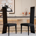 Black Dining Chair Set of 2, Modern Boucle High Back Upholstered Kitchen Chairs with Black Metal Legs for Dining Room Kitchen Living Room