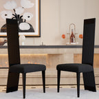 Black Dining Chair Set of 2, Modern Boucle High Back Upholstered Kitchen Chairs with Black Metal Legs for Dining Room Kitchen Living Room