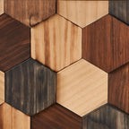 60" Geometric Sideboard Buffet Modern Farmhouse Credenza Storage Cabinet with 4 Hexagonal Honeycomb Parquet Doors for Kitchen Living Room Entryway Black & Multi Wood Tone
