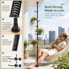 Coat Rack Freestanding, 56 to 125 inch Adjustable Tension Rod Hanger with 12 Hooks for Hanging Coat, Plant,Jacket, Hat, Scarf, Suitable for Living Room, Balcony, Kitchen Black