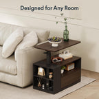 FLEXISPOT H7 CAB End Table with Drawers Storage,Narrow Side Table Nightstand with Shelves & Cabinet,Bedside Table for Small Spaces,Sofa Couch Table for Living Room Bedroom（Walnut Table with Cabinet）