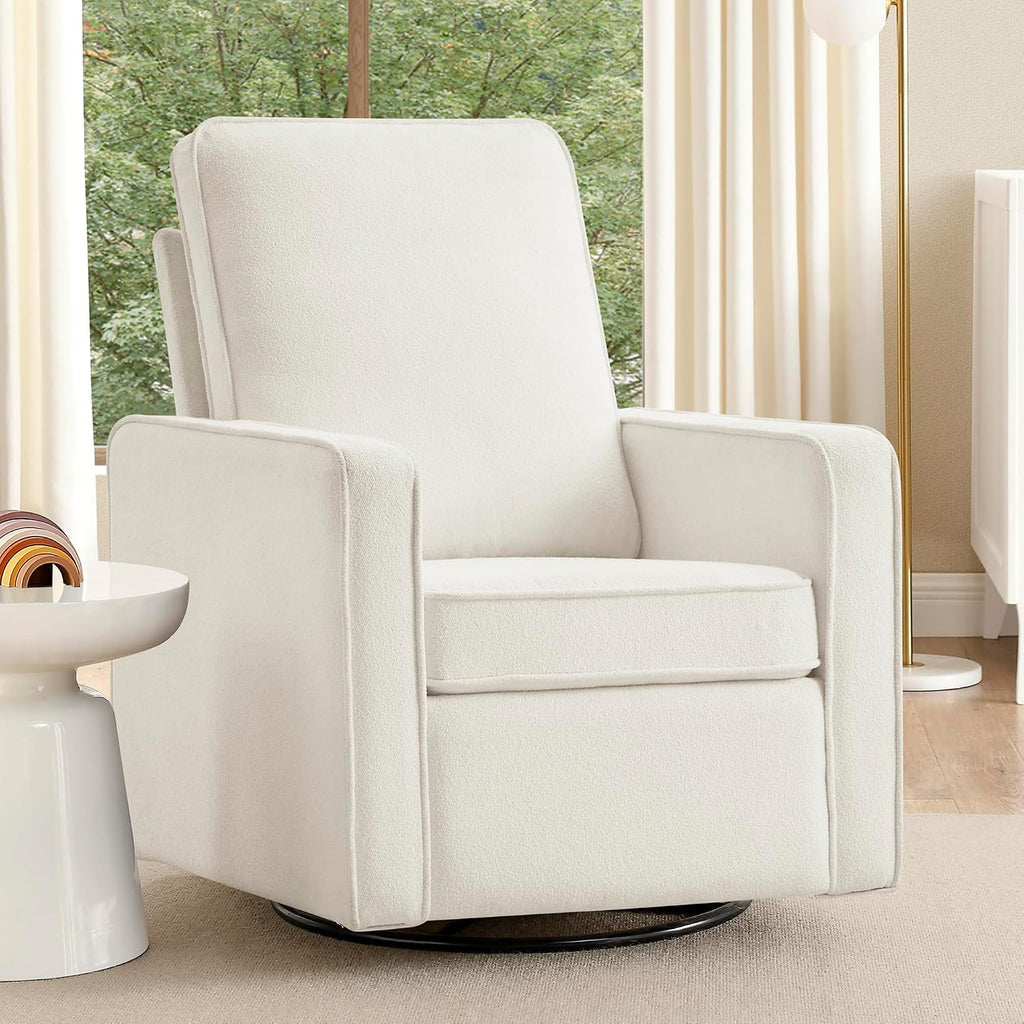 Delta Children Luna Nursery Swivel Glider - Greenguard Gold Certified and Oeko-TEX Standard 100 Fabric, Oatmeal