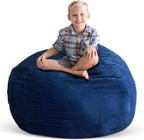 Creative QT Stuff ’n Sit Large 33’’ Bean Bag Storage Cover for Stuffed Animals & Toys, Giant Beanbag Chair for Kids Ages 3-14, Bedroom Organizer, Royal Blue Corduroy