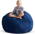 Creative QT Stuff ’n Sit Extra Large 38’’ Bean Bag Storage Cover for Stuffed Animals & Toys, Giant Beanbag Chair for Kids Ages 3-14, Bedroom Organizer, Royal Blue Corduroy