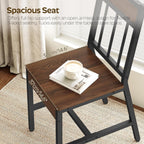 YATINEY Dining Chairs Set of 4, Kitchen Chairs with Metal Frame, Slanted Back, Industrial Dining Chair Set, for Kitchen, Living Room, Dark Walnut and Black CY03L4BH