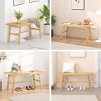 Bamboo Dining Bench Indoor Long Bench Sturdy & Comfortable Indoor Storage Bench Durable Slat Woven Design Modern Entryway Seating for Hallway (Nature, 1 Tier)