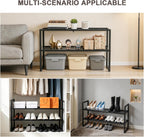 Expandable Shoe Rack,2 Tier Adjustable Metal Shoe Shelf for Closet,Sturdy Free Standing Shoe Storage for Door Entrance,Bedroom,Small Spaces,Black