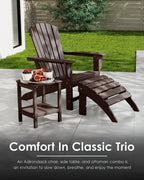 GREENVINES Adirondack Chairs Set of 6 | Wood Grain HDPE Plastic | Oversized Fire Pit Chair | All Weather | Dark Brown | Poly Lumber | for Outdoor Deck Backyard Patio Garden