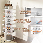 Rotating Shoe Rack Tower, Spinning Shoe Rack, Free Standing 360° Revolving Shoe Organizer, High Bottom Design Shoe Tower Spinning Storage Lazy Susany (7-Tier)