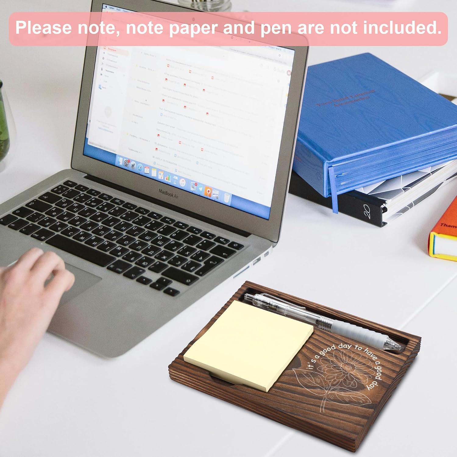 Motivational Gifts, Inspirational Gifts, Positive Gifts, Encouraging Gifts, Sticky Note Holder, Post-it Note Dispenser for Desk, Wooden Post-it Note & Pen Holder 6.5" x 4.7" - FTA119