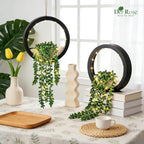 Der Rose 2 Pack Lighted Hanging Plants, Artificial String of Pearls Succulents with Warm LED Lights, Aesthetic Fake Plants for Black Bathroom Bedroom Living Room Wall Decor, Party & Gift for Women