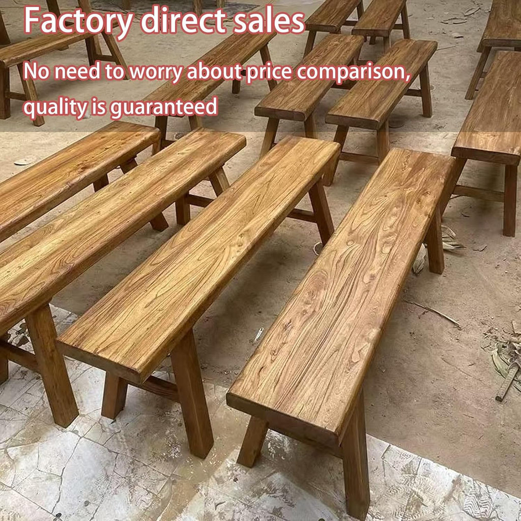 Farmhouse Indoor Wooden Living room Dining Bench, Asian Natural Wood Kitchen Entryway Bench with Armless Design and Short Height, Solid Wood Shoe Bench Entryway Benches，Brown(100*26*45cm/39.3*10.2*17.