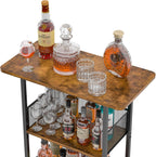 Eyteenokk Wine Rack Freestanding Floor:4 Tier Whiskey Wine Rack Mini Bar Cart,Liquor Cabinet-Home Bar for Bottles,Cocktail Shaker,Mugs-(23.6 * 11.8 * 40inch)
