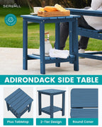 SEWRWALL 3 Pieces Patio Bistro Set, All Weather Adirondack Chair Set with Side Table, HDPE Material Outdoor Patio Furniture Set for Balcony, Porch, Garden, Backyard- Navy