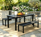 Black Outdoor Bench, Outdoor Metal Backless Bench Set of 2, 46" Patio Garden Bench for Outdoor, All Wheather Outdoor Bench for Garden, Backyard, Porch, Black