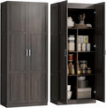 HOMCOM 71" Tall Kitchen Pantry Cabinet, Large Multipurpose Storage Cabinet with 4 Adjustable Shelves, Modern Farmhouse Freestanding Food Pantry with Framed Doors & Soft-Close Hinges, Espresso