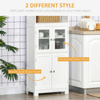 63" Small Buffet with Hutch, 4-Door Kitchen Pantry, Freestanding Storage Cabinet with Adjustable Shelf for Dining Room, Living Room, White,11.75 * 23.5 * 63.75