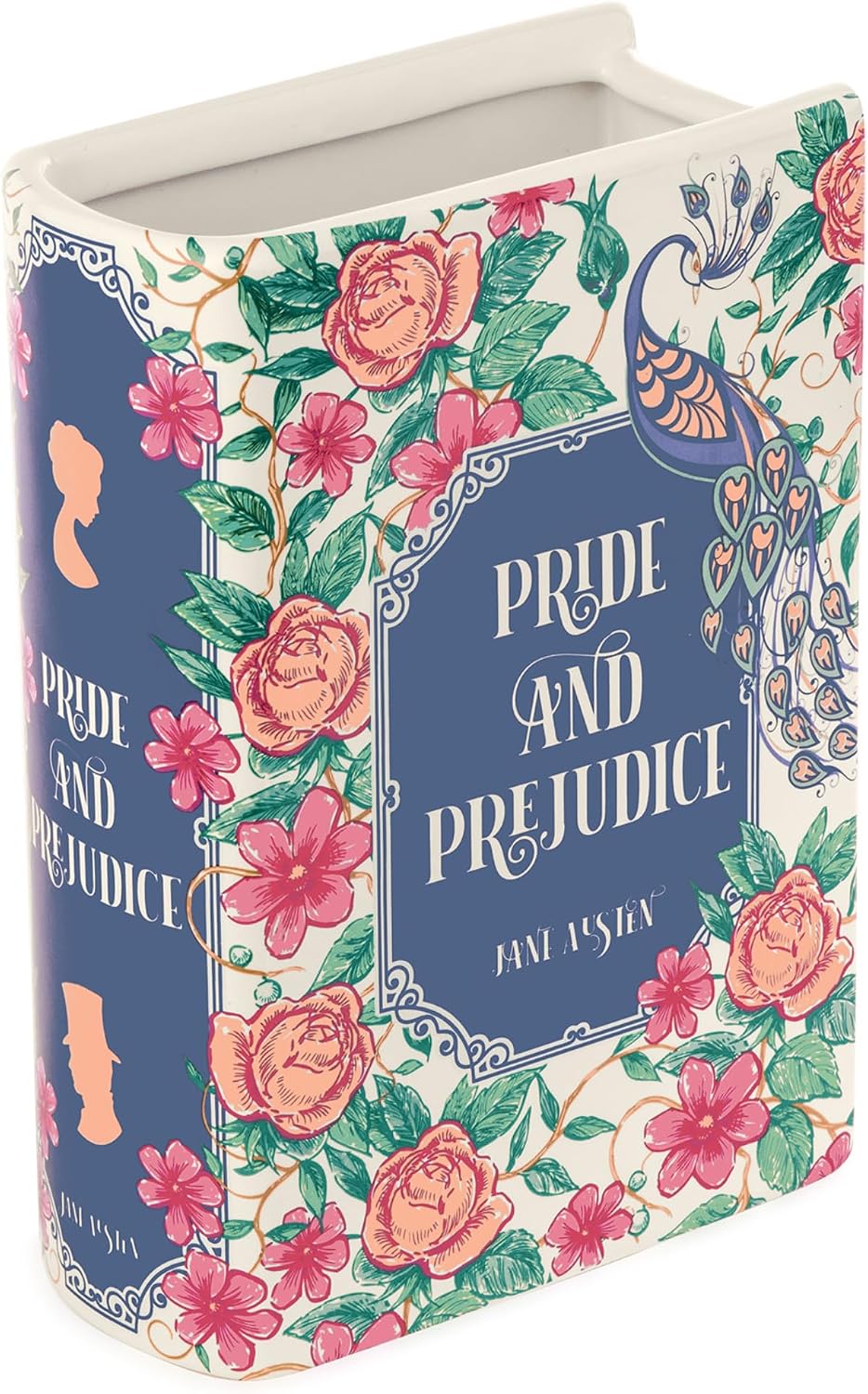Steel Mill & Co Original Book-Shaped Decorative Vase, Ceramic Vases for Home Decor, Cute Bookshelf Decor, Unique Vase for Book Lovers (Large - Pride and Prejudice)
