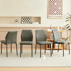 Dining Room Chairs Set of 4, PU Leather Seats with Black Metal Legs, Waterproof Chairs Set of 4 for Kitchen & Dining Room, 15-Min Assembly - Dark Grey