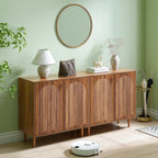 Bifins 94.5” Fluted Sideboard Buffet Cabinet with Storage,Mid Century Modern Long Wood Storage Cabinet with Arched Profile for Dining Room Kitchen Living Room