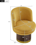 Swivel Accent Chair with 360° Rotation, Round Barrel Chair Upholstered in Soft Chenille Fabric, Ergonomic Comfy Barrel Chair for Living Room, Bedroom, Small Apartment (Yellow)