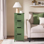 Yaheetech Bathroom Storage Cabinet, Narrow Side Storage Organizer with 4 Drawers, Slim Free-Standing Floor Cabinet for Bathroom/Hallway/Living Room, Green