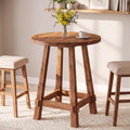 Solid Wood Bar Table, 39.4" High Round Bar Height Table, Farmhouse High Top Pub Bistro Tables, Small Space Cocktail Tables for Kitchen, Living Room, Brown (Table Only)