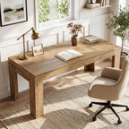 Tribesigns 63-Inch Office Desk, Modern Executive Desk with Large Tabletop, Wooden Computer Desk, Long Workstation for Home Office, Light Brown