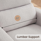 Power Swivel Rocker Recliner, Swivel Glider Nurseryc Recliner Chair with Lumbar Support, Upholstered Rocking Recling Chairs for Adults Nursery, Living Room, Bedroom, Teddy Grey