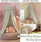 SmoothNovelty Green Striped Bed Canopy with Ruffles, Soft Cute Decorative Tent, Hanging Bed Curtains for Reading Nook Play Area, Adult Bedroom Circus Tent Canopy