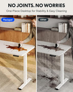 FLEXISPOT EN1 One-Piece Standing Desk, 48"x24" Seamless Desktop Electric Height Adjustable Desk for Home Office, Multi-Monitor Setups & Easy Assembly, White