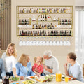 55in Modern Wine Rack Wall Mounted, Metal Wall Bar Shelves for Liquor Bottles with Glass Holder, Multifunctional Wood Bar Shelves Wall Mounted for Home Bar, Dining Room & Kitchen, Gold