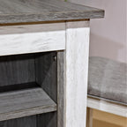 3-Piece Wooden Dining Table Set, Kitchen Island with Seating for 2, Kitchen Bar Table with Stools, Counter Height Dining Table Set, Rustic Gray Antique White, Farmhouse Style