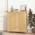 CIATRE Mid-Century Modern Natural Storage Cabinet with Woven Rattan Doors & Adjustable Shelves - Ideal for Living & Dining Room Decor & Organization