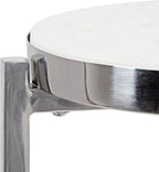 Kate and Laurel Aguilar Glam Round Drink Table, 8 x 8 x 23, Silver and White, Small Accent Table for Use as Plant Pedestal Stand with Marble Tabletop