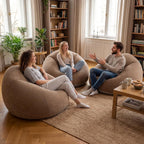 Inflatable Bean Bag Chairs for Adults with Electric Air Pump, Floding Portable Blow Up Couch, Inflatable Lazy Sofa for Outdoor, Movie Nights, Camping and Room (2pcs-Brown)