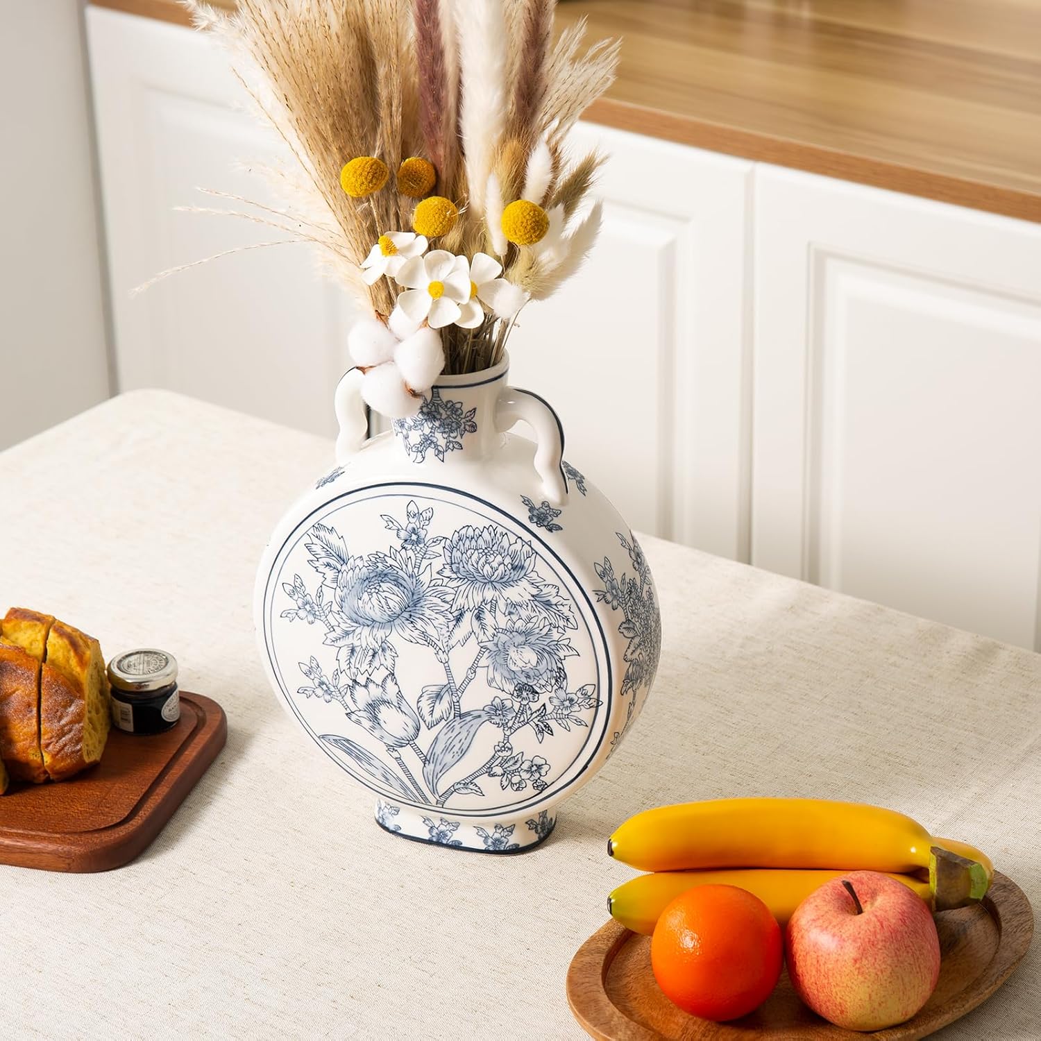 Blue and White Vase for Home Decor, Chinoiserie Vase Decor, Ceramic Large Vases, Flowers and Branches