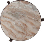 Kate and Laurel Aguilar Modern Round Drink Table, 9 x 9 x 23, Brown Marble and Bronze, Genuine Toronto Marble Accent Table for Use as Indoor Plant Stand or Pedestal Martini Table