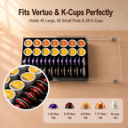 Coffee Pod Drawer Organizer for Nespresso Vertuo Pods,Acrylic Coffee Pod Holder Holds 40 Large or 60 Small Capsules or 28 K-Cups,Pull-Out Drawer with Anti-Slip Base for Home & Office,Matte Black