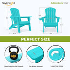 nevilywood HDPE Foldable Adirondack Chairs Set of 2, Waterproof All-Weather Outdoor Design, for Fire Pit, Patio & Beach, Aruba
