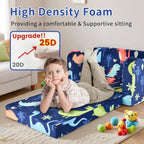 Kids Couch Sofa Toddler Sofa Dinosaur 2-in-1 Foldable Toddler Couch Bed Flip Open Kids Chair for Playroom Bedroom Gift Boys Girls