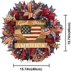 Patriotic Wreaths for Front Door, New 250th Anniversary Decorations, 4th of July Decorations Outdoor, Handcrafted Memorial Day Wreaths, Festival Celebration USA Flag Printed Wreath (D)