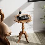 COZAYH Rustic Pedestal End Table, Distressed Farmhouse Side Table with Unique Tray-Style Wooden, Accent End Table for Bedroom, Living Room, Entryway, Brown