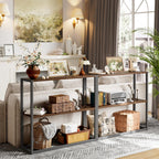 TIQLAB Console Table with Shelves, 29.5" Small Entryway Table Narrow Sofa Table, Couch Table, Side Table, Entry Table for Hallway, Living Room, Small Space, Walnut