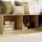 L-Shaped Corner Banquette Storage Bench, Entryway Bench with Open Shoe Storage Shelves for Bedroom, Kitchen Breakfast Nook Corner Benches for Dining Room, Living Room,Oak Color (No Cushion)